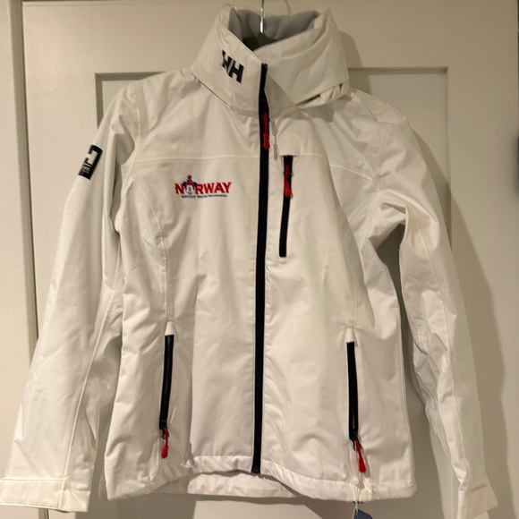 NWT Helly Hansen White Sailing/Rain/Windbreaker Jacket Disney World Epcot Norway - Picture 1 of 8